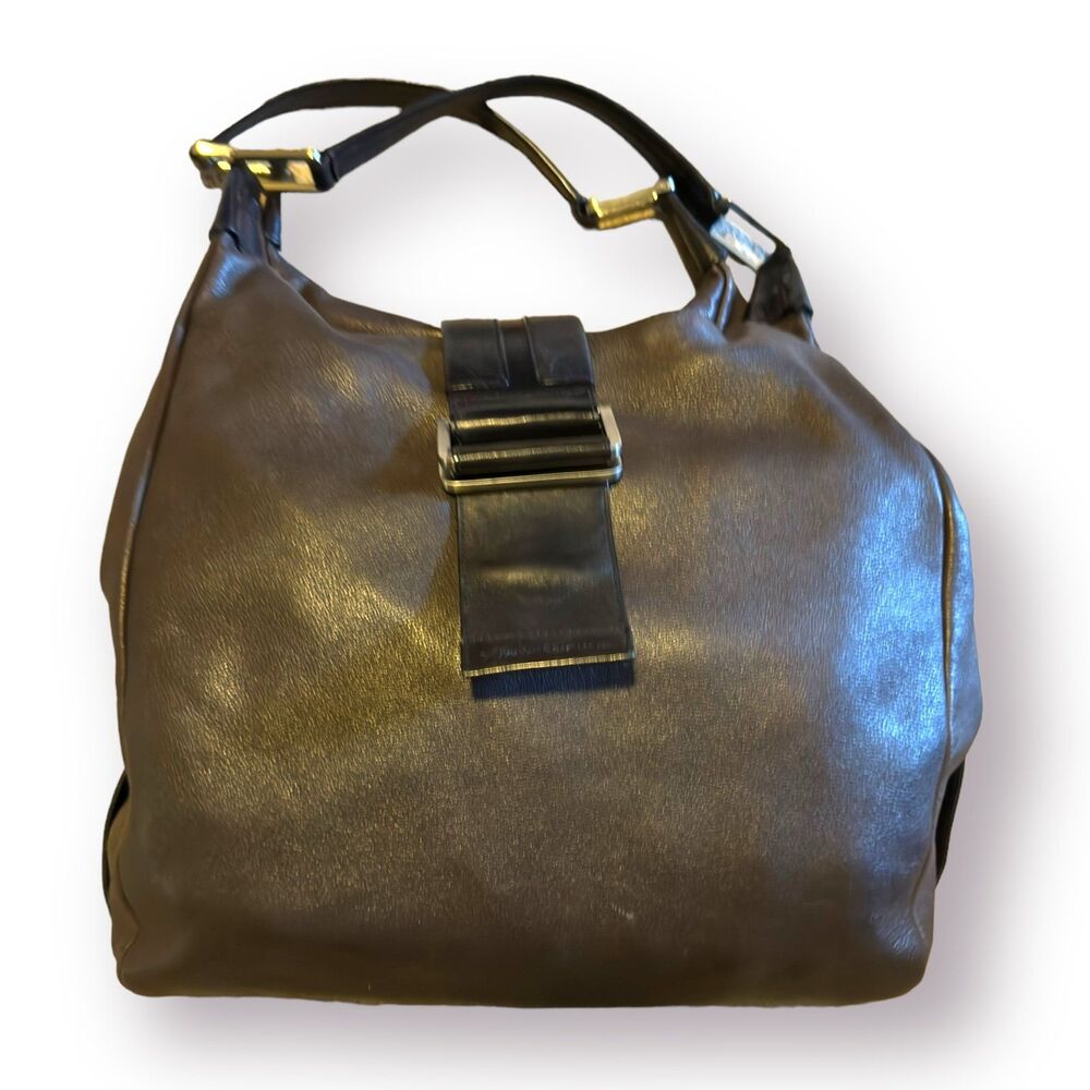 Kenneth Cole New York Leather Hobo Brown/Gray Satchel